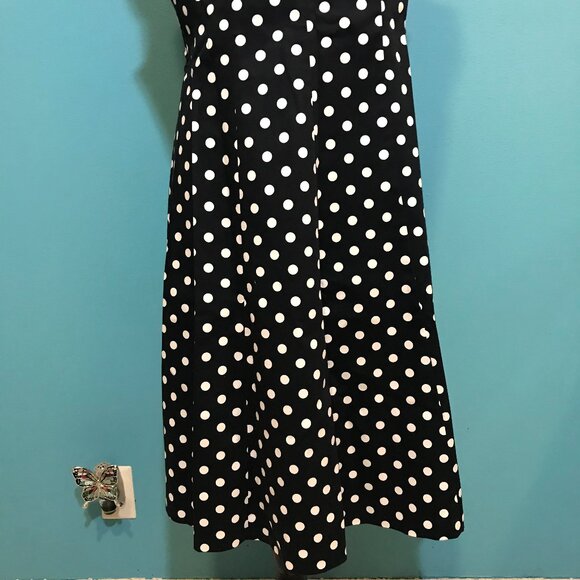 Ralph Lauren Polka Dot Woman's Dress EUC Rockabilly Size 12 Black & White Retro - Picture 12 of 16